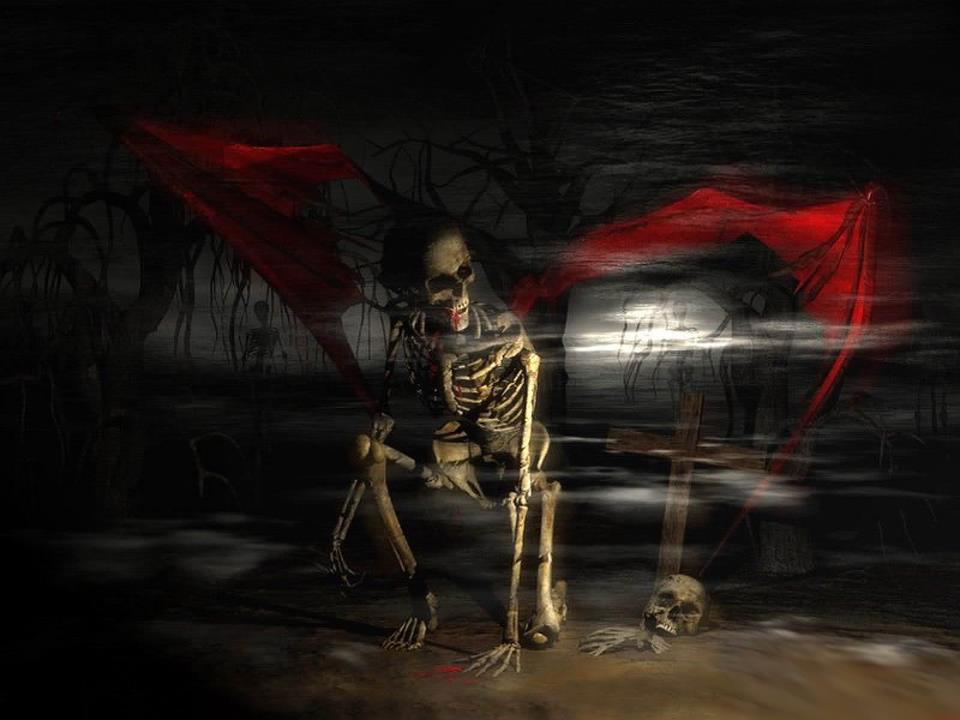 dark and light taming a skeleton